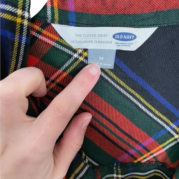 Old Navy Red Plaid Button Down Classic Shirt Medium - Picture 3 of 5